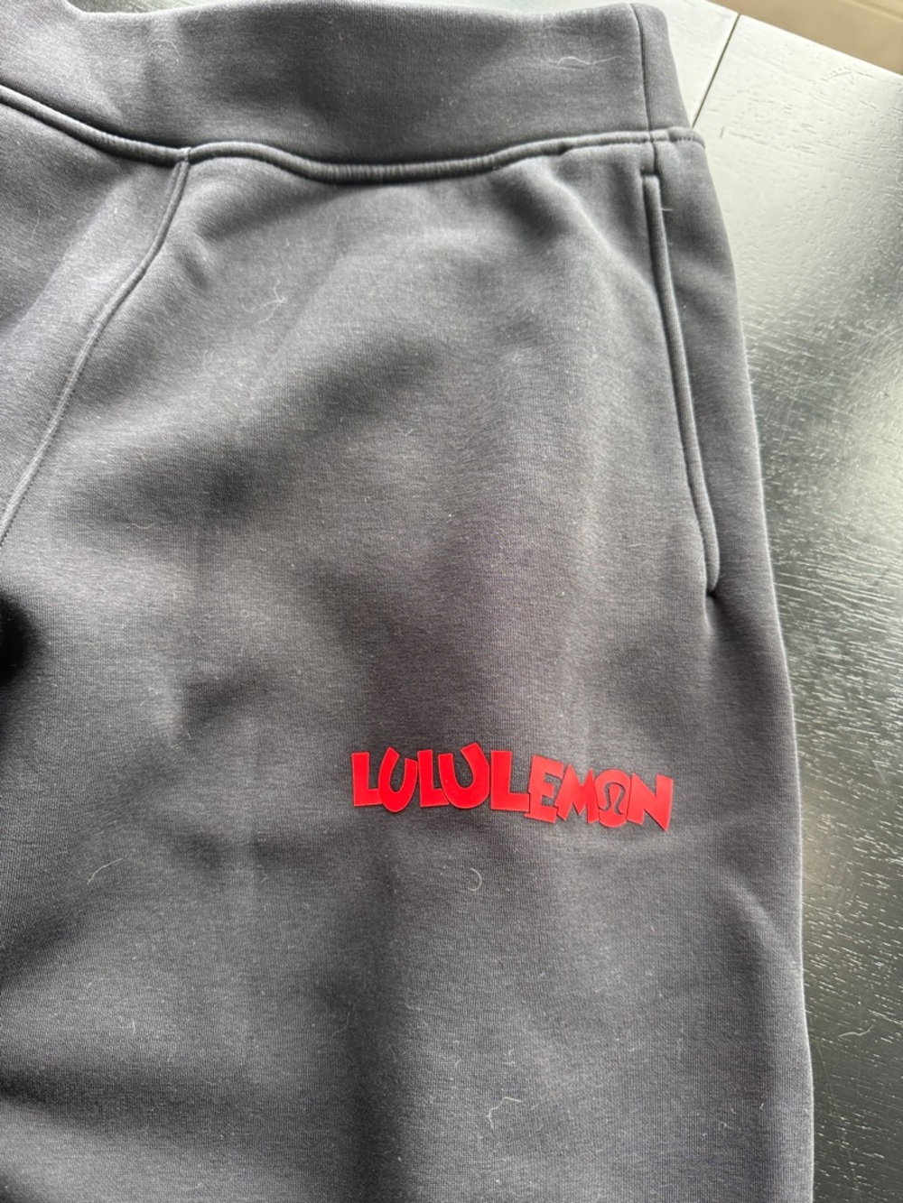 lululemon athletica Black Track Joggers with Red Logo